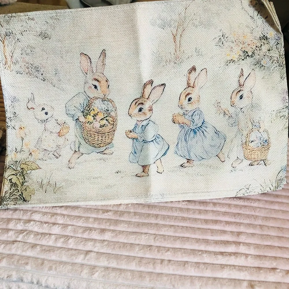 4 Charming Bunny Print Placemats - Picture 3 of 4